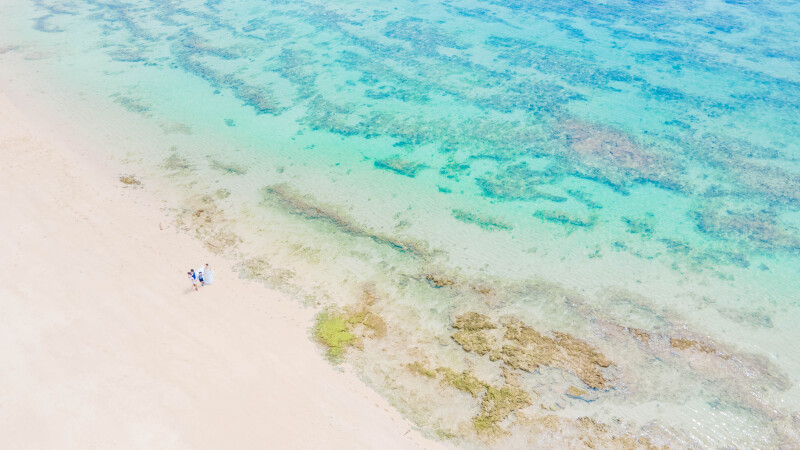 読谷村のビーチでドローン撮影！
