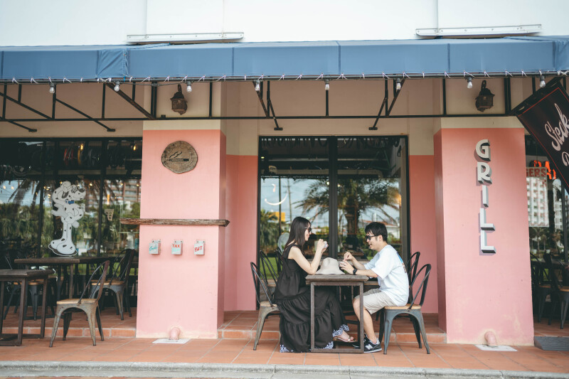 お外にある席で