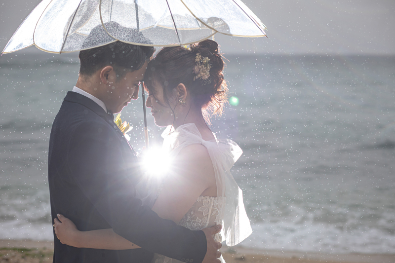 雨粒をアクセントに