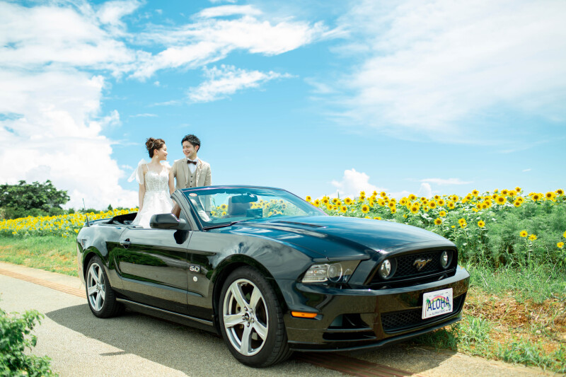 ひまわりと一緒に