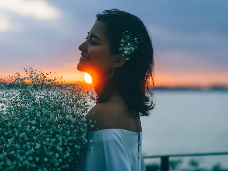 夕日をバックにドラマティックな1枚を