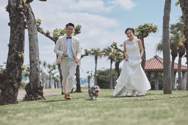 【ペットと一緒に】ドレス・タキシード1点｜データ100カット｜スタジオ撮影｜ビーチロケ付き