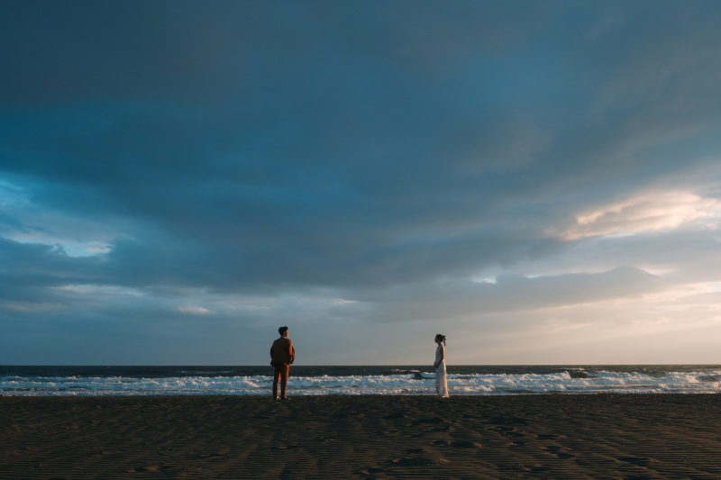 海と空と夕陽と