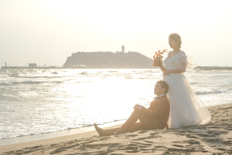 江の島と夕焼け