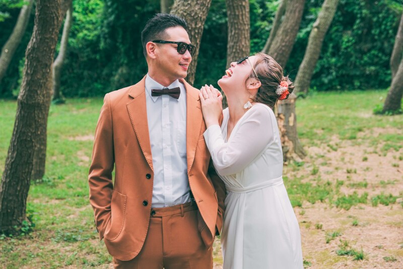 サングラスを付けて