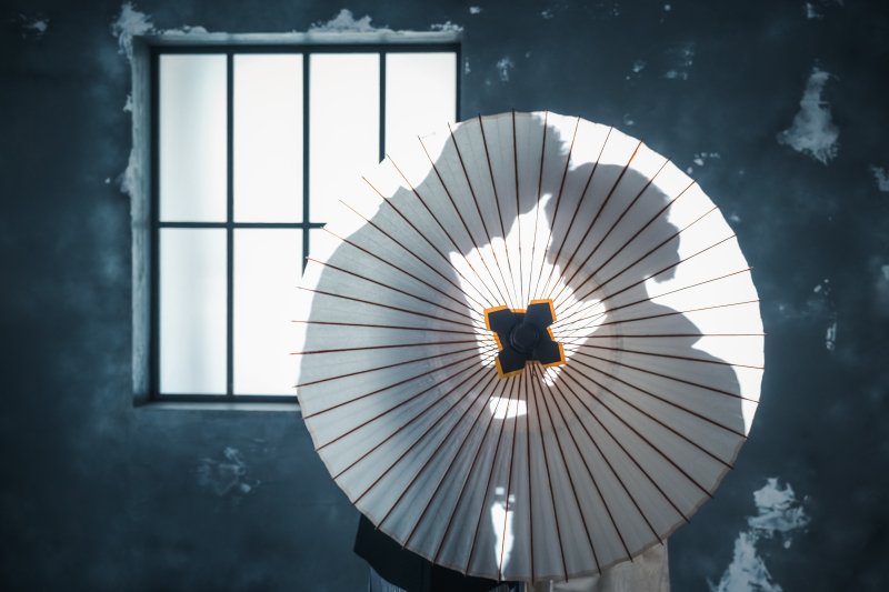 和傘を使って・・・！