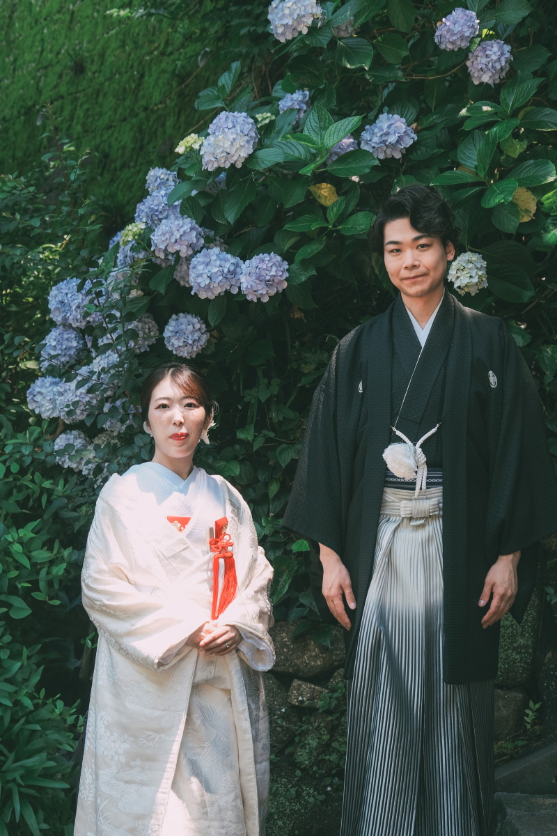 季節の花、紫陽花と共に撮影