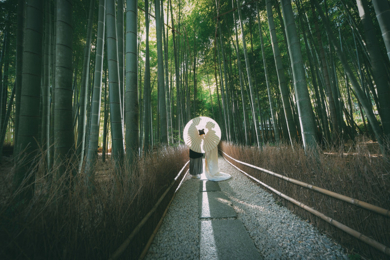 和傘とシルエット