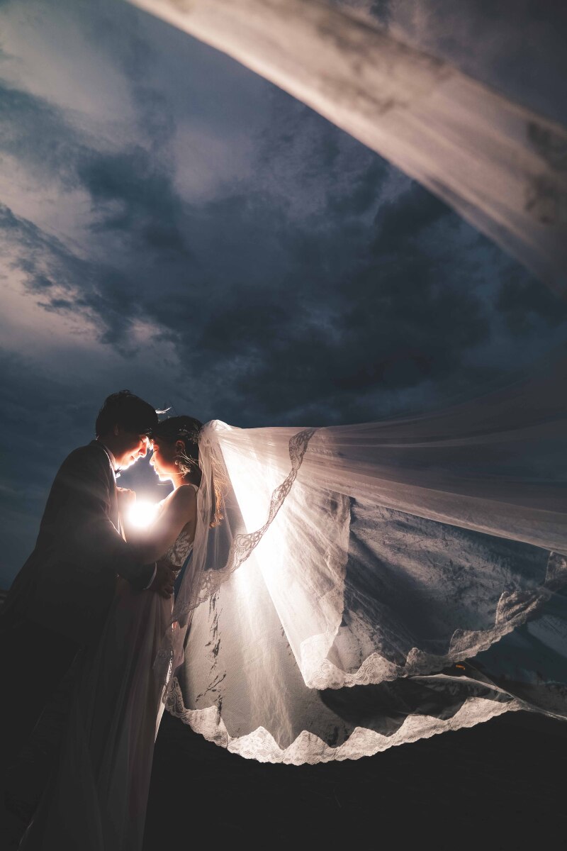 ベールを付けて