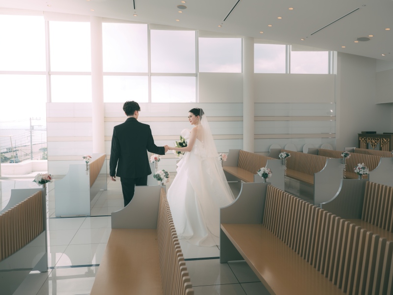 《鎌倉プリンスホテル》海が見えるホワイトチャペルで洋装撮影！新婦様ヘアメイク、施設使用料込 100カット全データ色味補正付