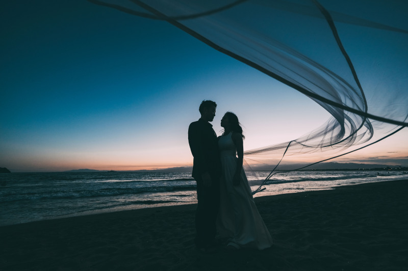 《湘南 夕日&夜景フォト》2時間撮影 新婦様ヘアメイク込み 200カット全データ色味補正付