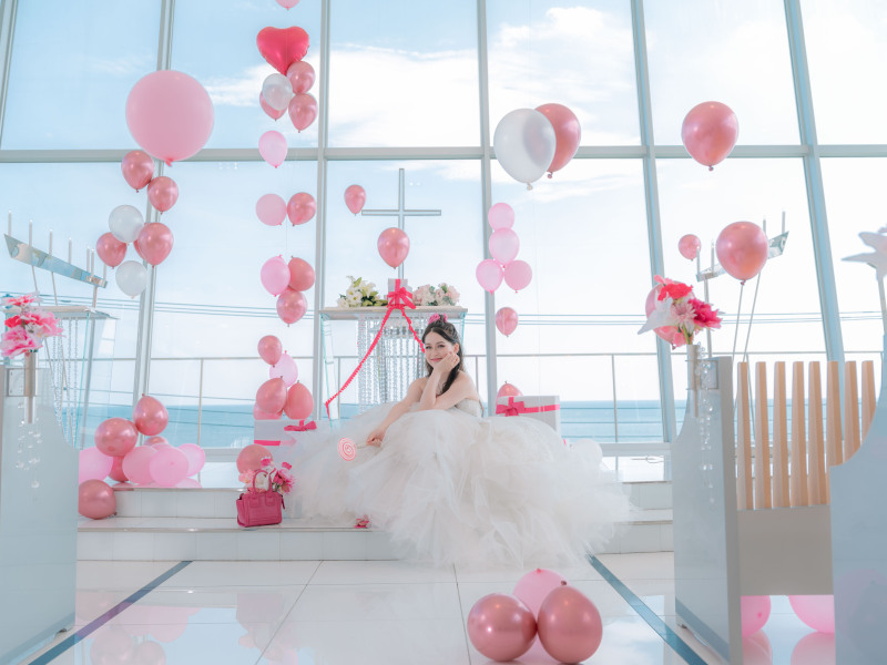 《鎌倉プリンスホテル》海が見えるホワイトチャペルで洋装撮影！新婦様ヘアメイク、施設使用料込 100カット全データ色味補正付