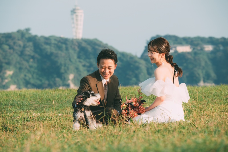 《洋装 湘南海ロケーション》ペットと一緒にウェディングフォト!2時間撮影 200カット全データ色味補正付