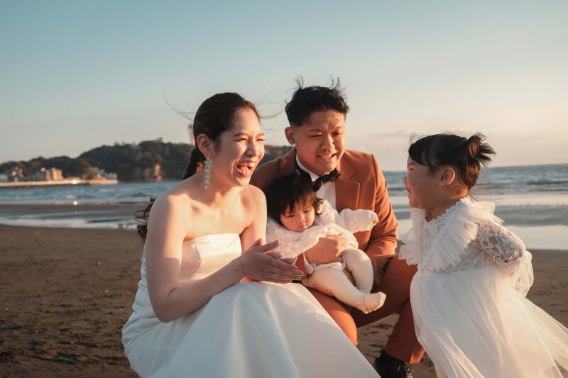 大切なご家族と、ペットと。洋装ロケーション《湘南 片瀬西浜海岸》
