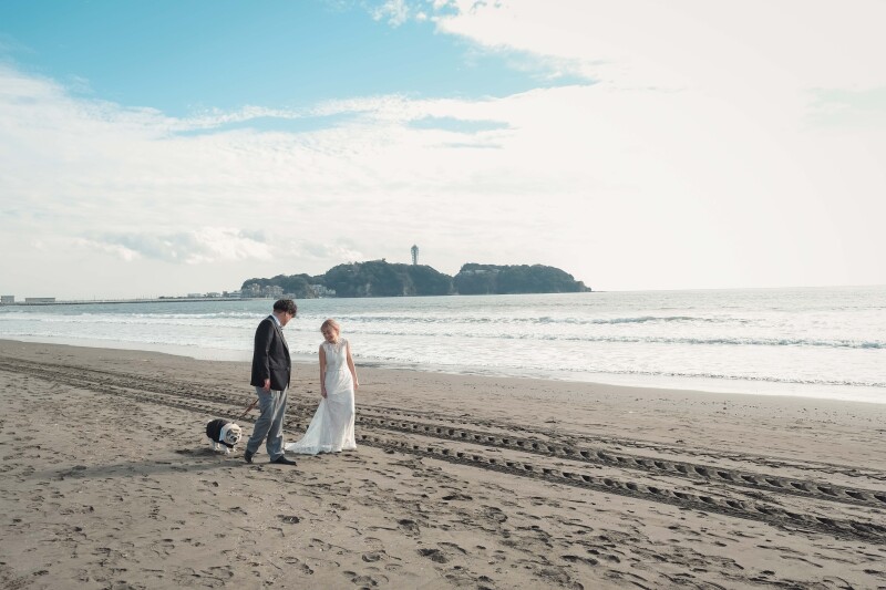 大切なご家族と、ペットと。洋装ロケーション《湘南 片瀬西浜海岸》