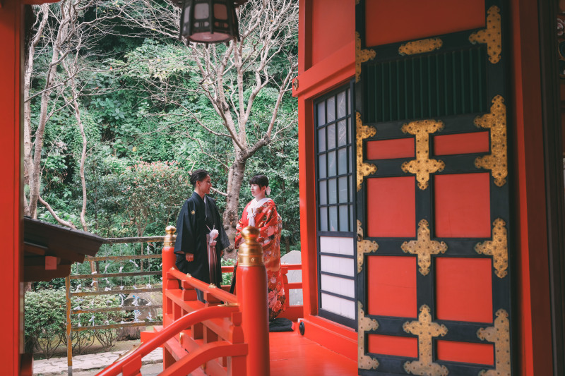《江ノ島・江島神社》江島神社・結婚奉告祭プラン　各種施設使用料込み 2時間撮影 200カット全データ色味補正付