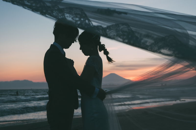 《湘南 夕日&夜景フォト》2時間撮影 新婦様ヘアメイク込み 200カット全データ色味補正付