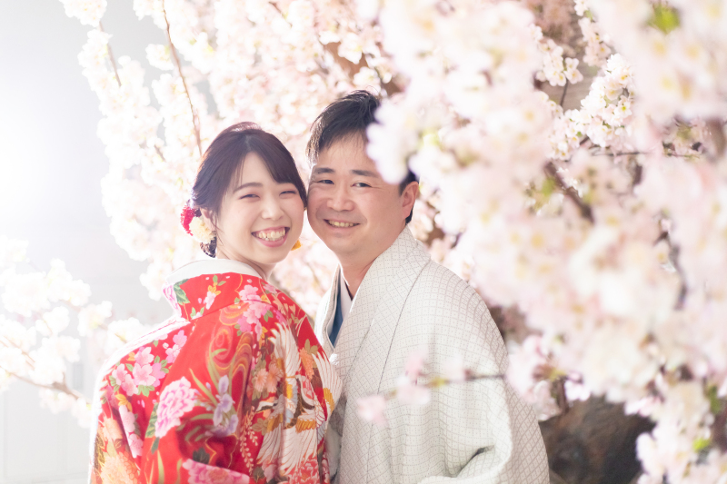 新登場の桜セットでの撮影は和装で♪日本らしい1枚