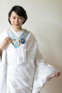 色掛下 菊小紋 ｸﾘｰﾑ青 