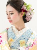 刺繍襟 梅(白地 白金) 