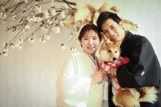 わんちゃんと和装フォト