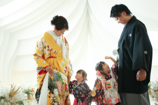 チャペルで和装ファミリーフォト