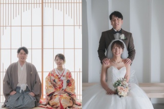 お二人だけの撮影はもちろん、挙式風撮影やご家族との撮影も可能