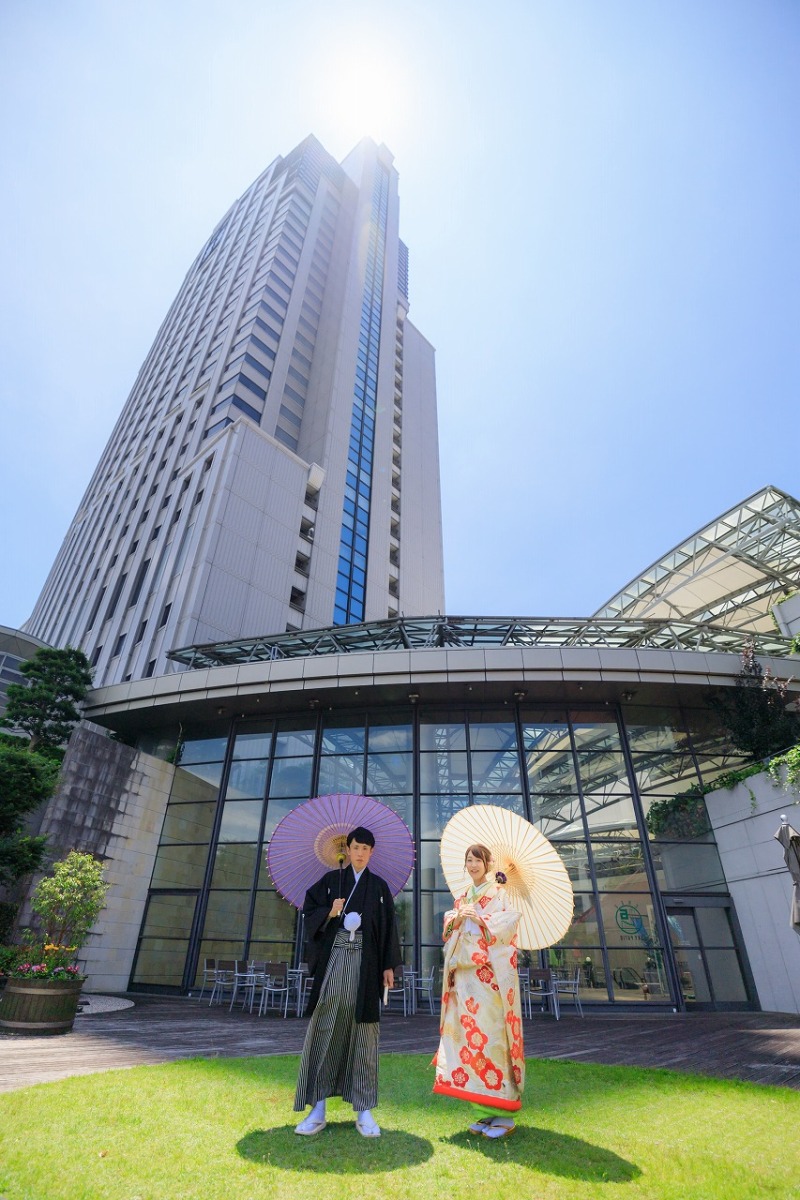 お着物も映える青空と自然の撮影