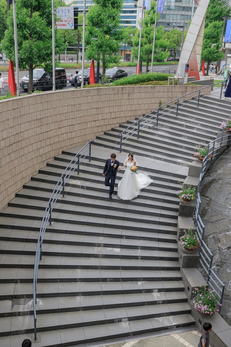 螺旋階段で少しロマンチックな撮影を!