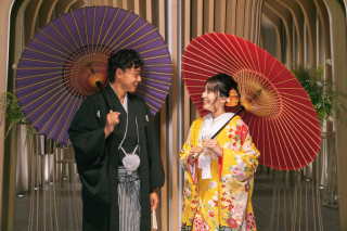 和装時番傘使用