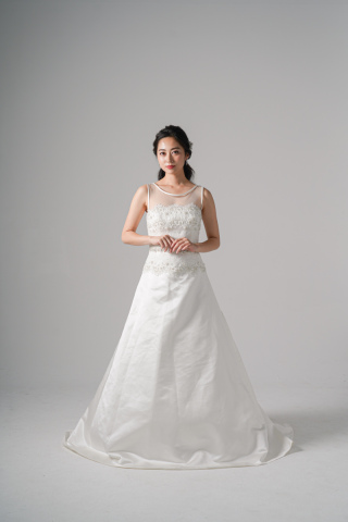 チュールノースリーブサテンAライン(WD00572)