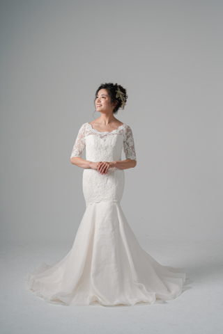 袖ありレースマーメイド(WD00576)