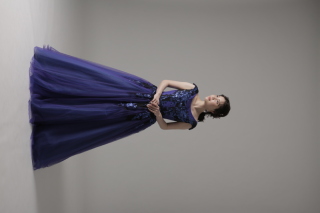 ブルー袖付き黒スパンコール（ED60760）