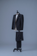 サテンノッチドラペルブラウンベストチャコールグレー