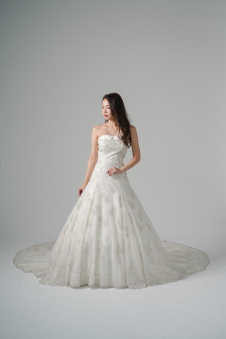 シルバー刺繍Aライン(WD00585)