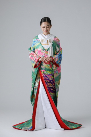 友禅　祝壽奉錦　鶴　松　青海波（IU05042)