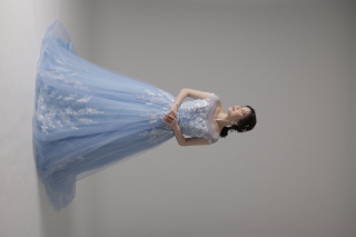 ブルーフレンチスリーブ　花付き（ED60971）