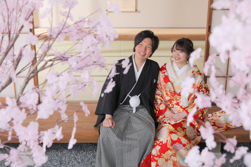 桜を見つめるお二人