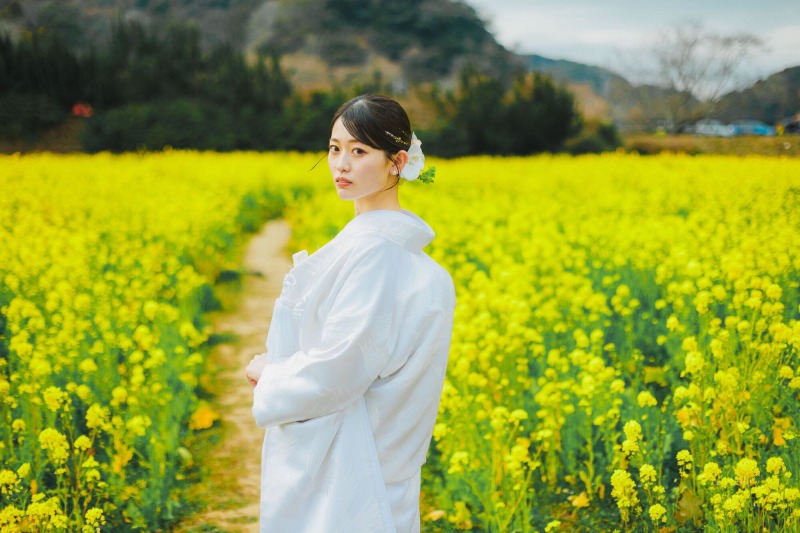 菜の花と新婦様