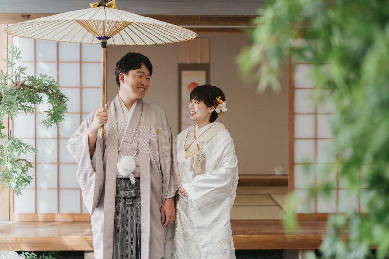 番傘で和の雰囲気満載に