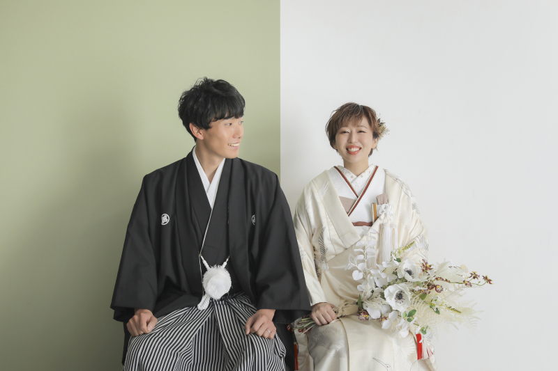 ブーケを持って