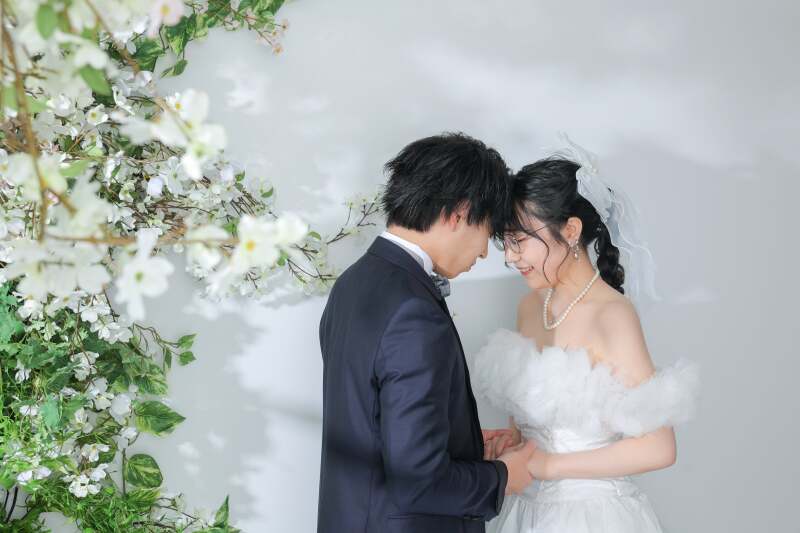 緑とお花に囲まれて