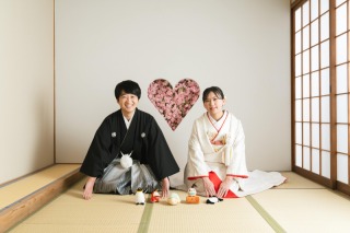 スタジオで笑顔の撮影