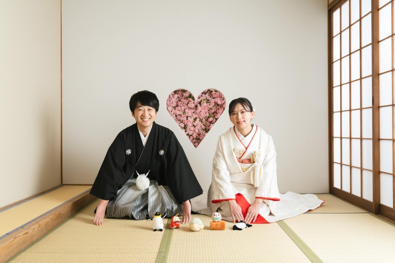 スタジオで笑顔の撮影