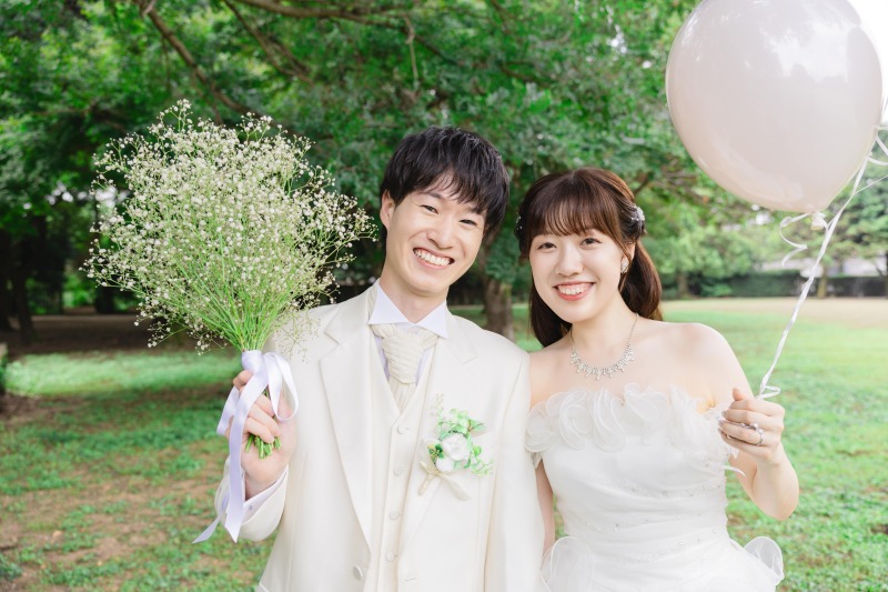 ブーケと風船と