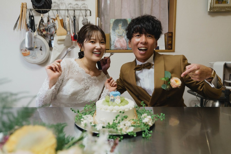 可愛らしいケーキと！