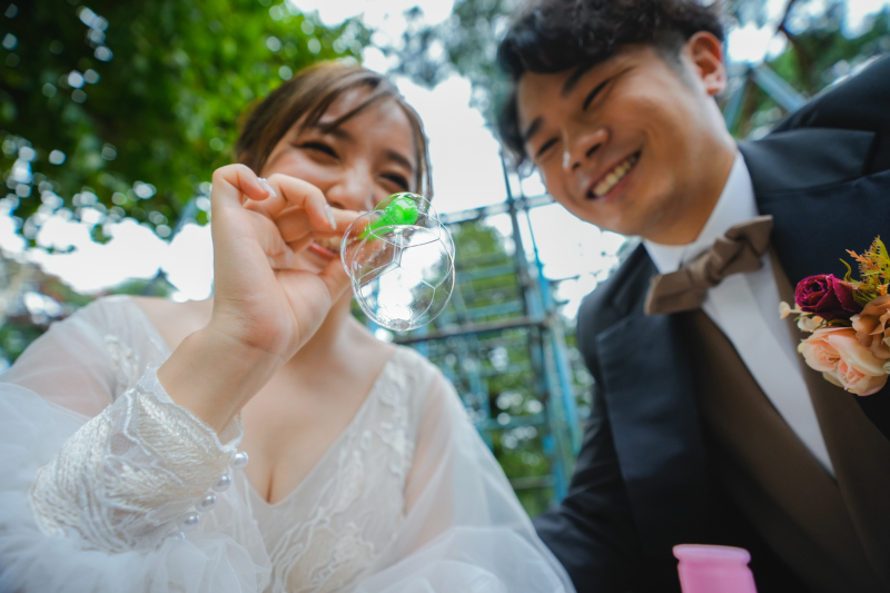 繋がったシャボン玉