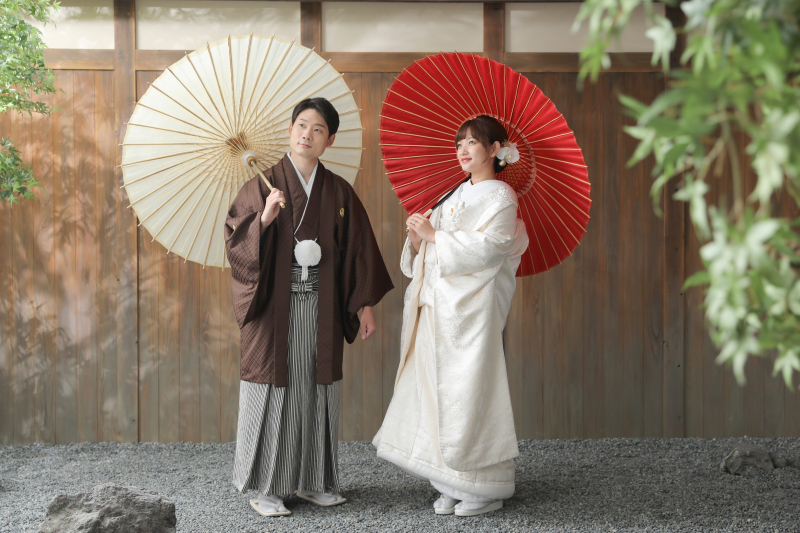 和傘を使って、、