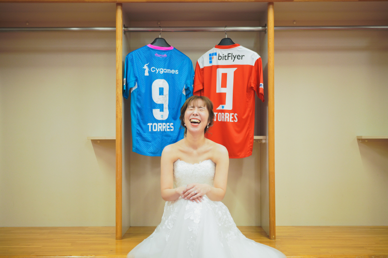 ご新婦様が大好きな選手のユニフォームと。