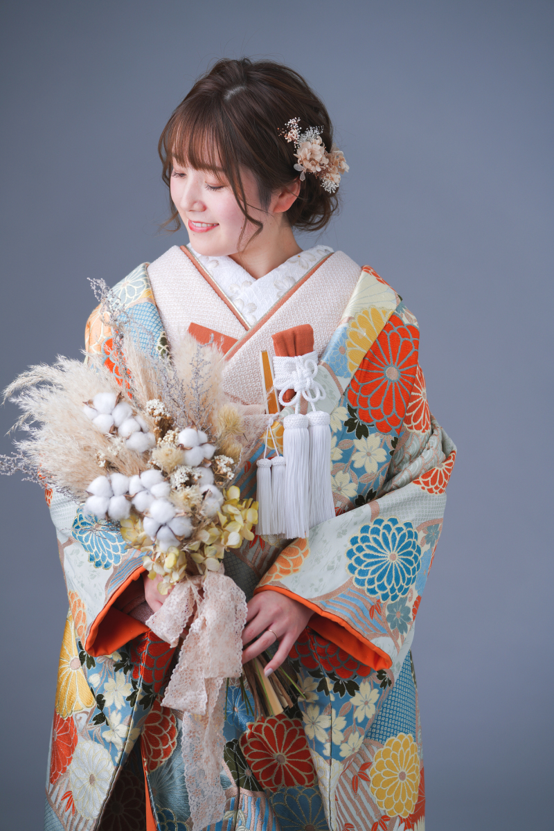 着物とドライフラワー